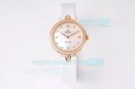 Swiss Replica Omega De Ville Rose Gold White MOP Dial Diamond Bezel Watch